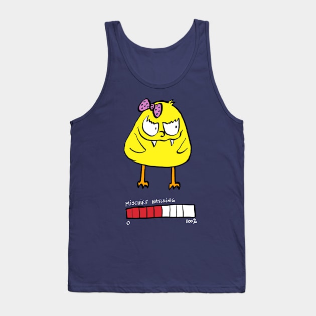 Funny Chicken, Poultry Hatching Mischief Tank Top by brodyquixote